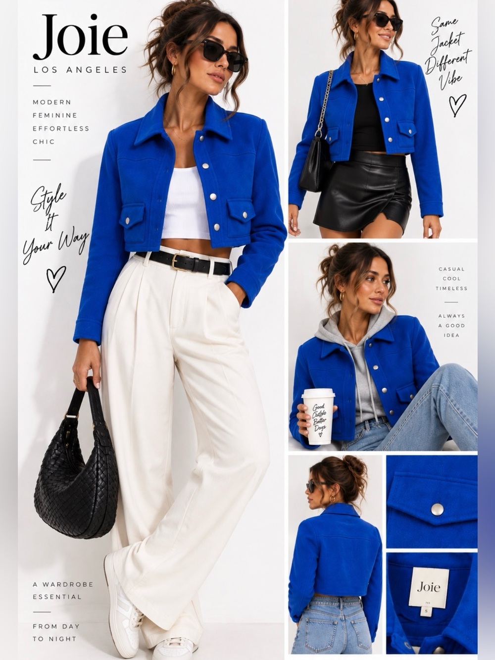Joie Cropped Utility Jacket in Bright Blue